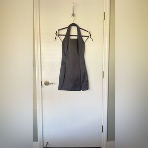 90s Black Satin Express Halter LBD Mini